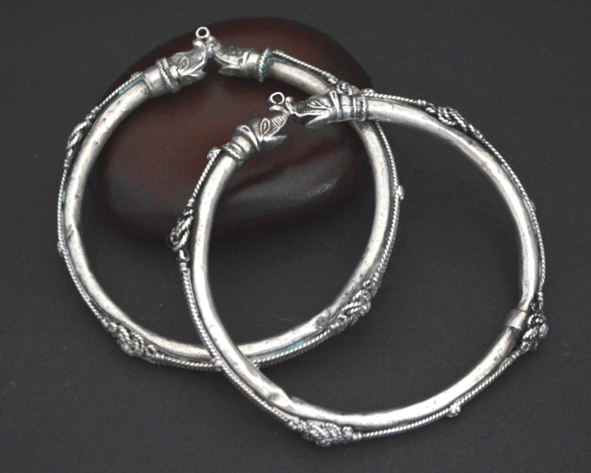 Indian Elephant Bangle Bracelet - PAIR