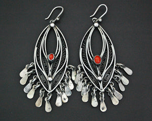 Ethnic Coral Filigree Dangle Earrings