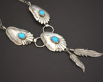 Native American Navajo Virgil Begay Turquoise Feathers Necklace