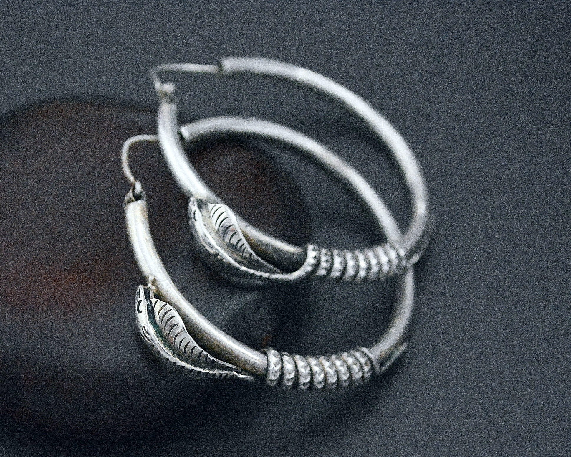 Vintage Sterling Silver Cobra Hoop Earrings
