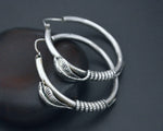 Vintage Sterling Silver Cobra Hoop Earrings