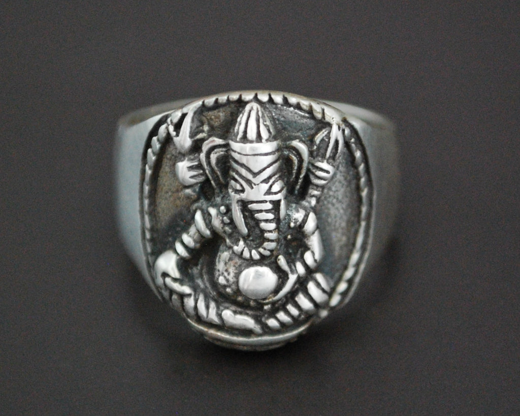 Ganesha Sterling Silver Ring - Size 7.75