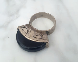 Tuareg Agate Tisek Silver Ring - Size 9