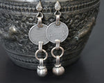 Indian Coin Dangle Earrings with Bell Dangle