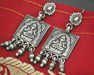 Rajasthani Ganesha Silver Earrings with Dangles