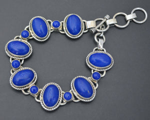 Ethnic Lapis Lazuli Link Bracelet - Adjustable Length