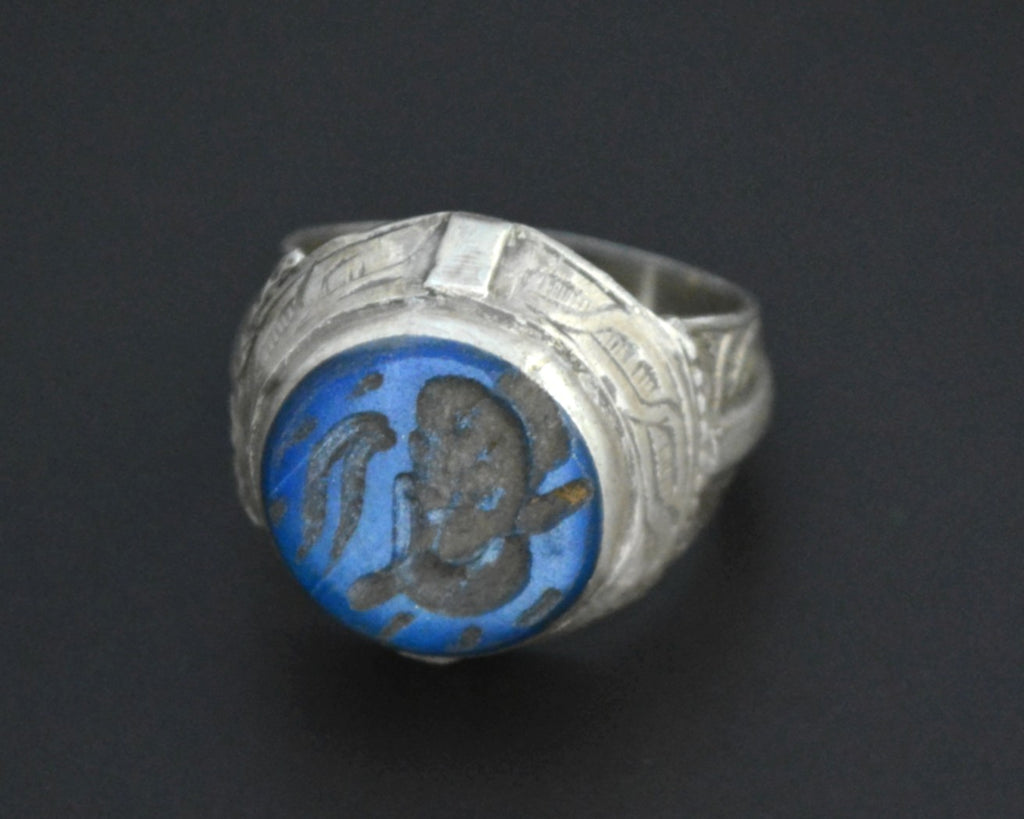 Afghani Lapis Lazuli Intaglio Ring  - Size 9.5