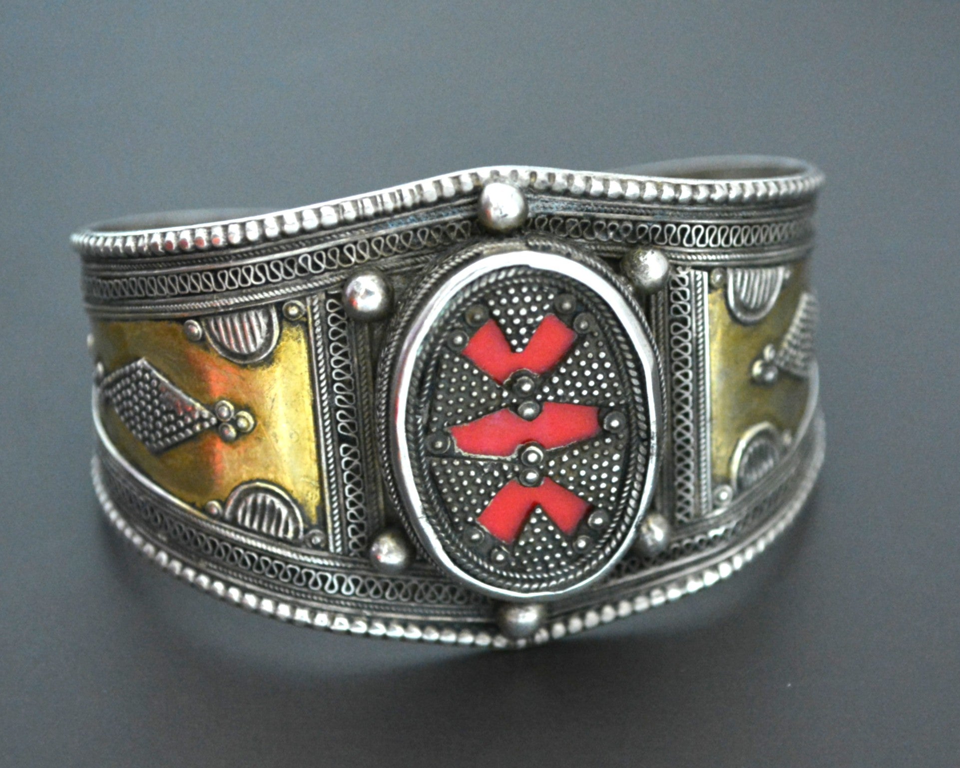 Reserved for A.- Kazakh Gilded Silver Cuff Bracelet