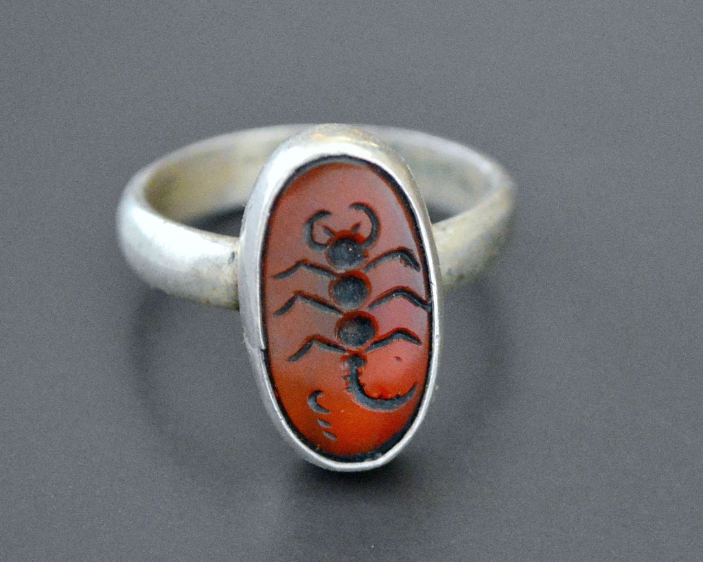 Scorpion Carnelian Ring - Size 9