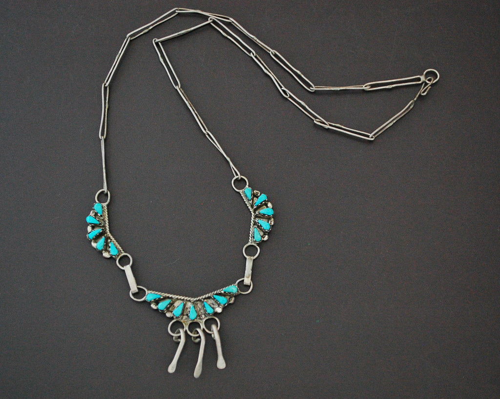 Zuni Turquoise Needlepoint Necklace - Choker Length