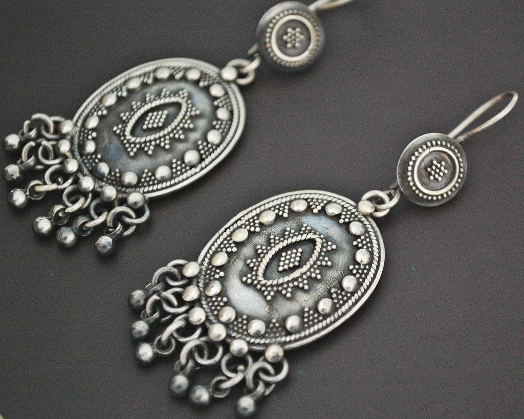 Vintage Indian Sterling Silver Dangle Earrings