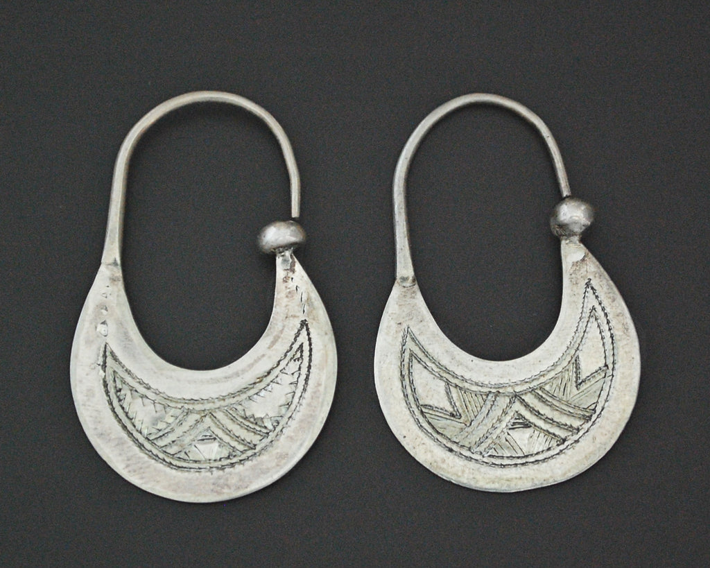 Tuareg Hoop Earrings with Carvings