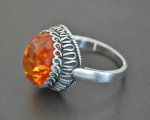Ethnic Amber Ring - Size 7.5