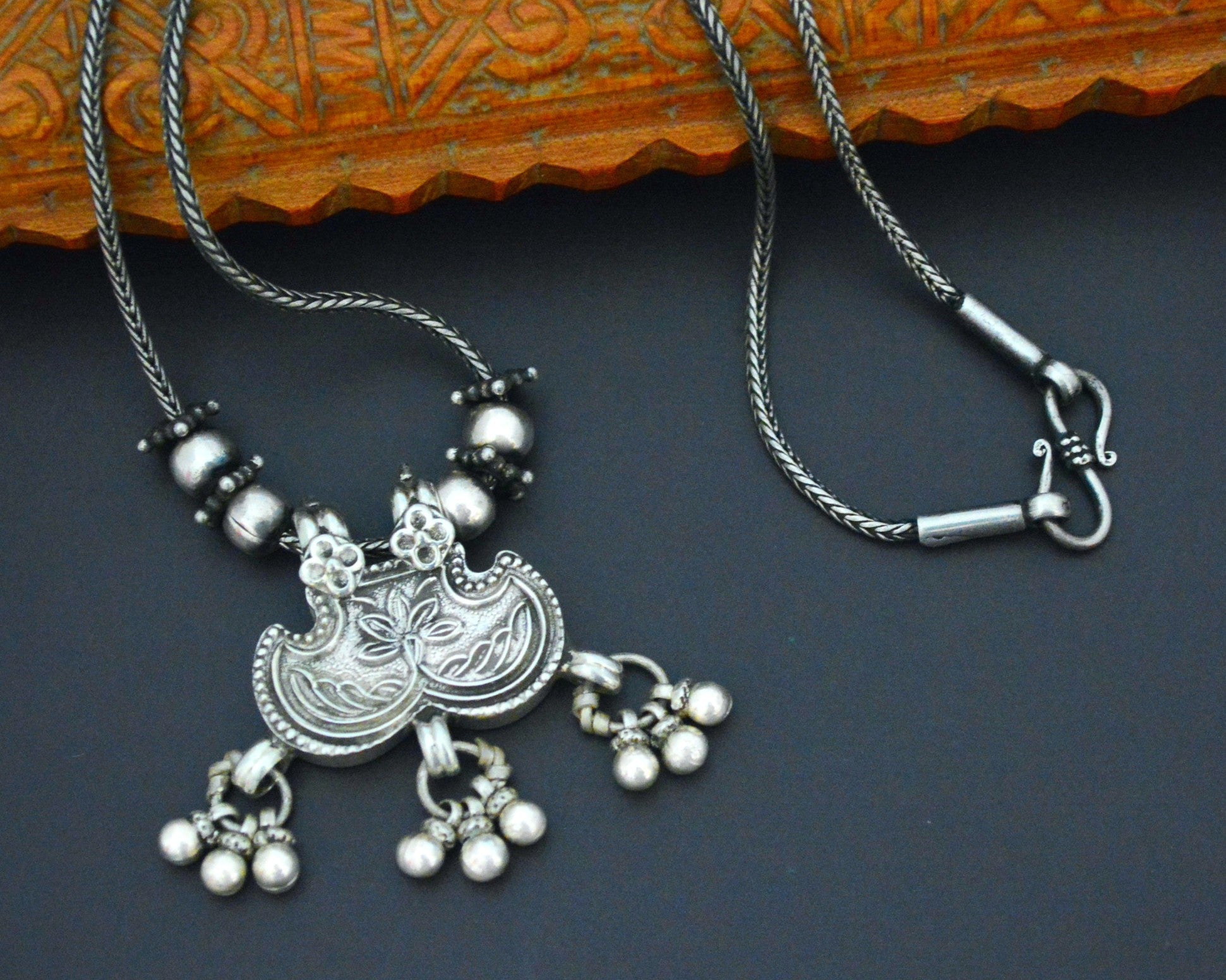 Rajasthani Silver Lotus Necklace