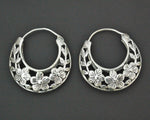 Ethnic Hoop Earrings with Flower Cut Out Design