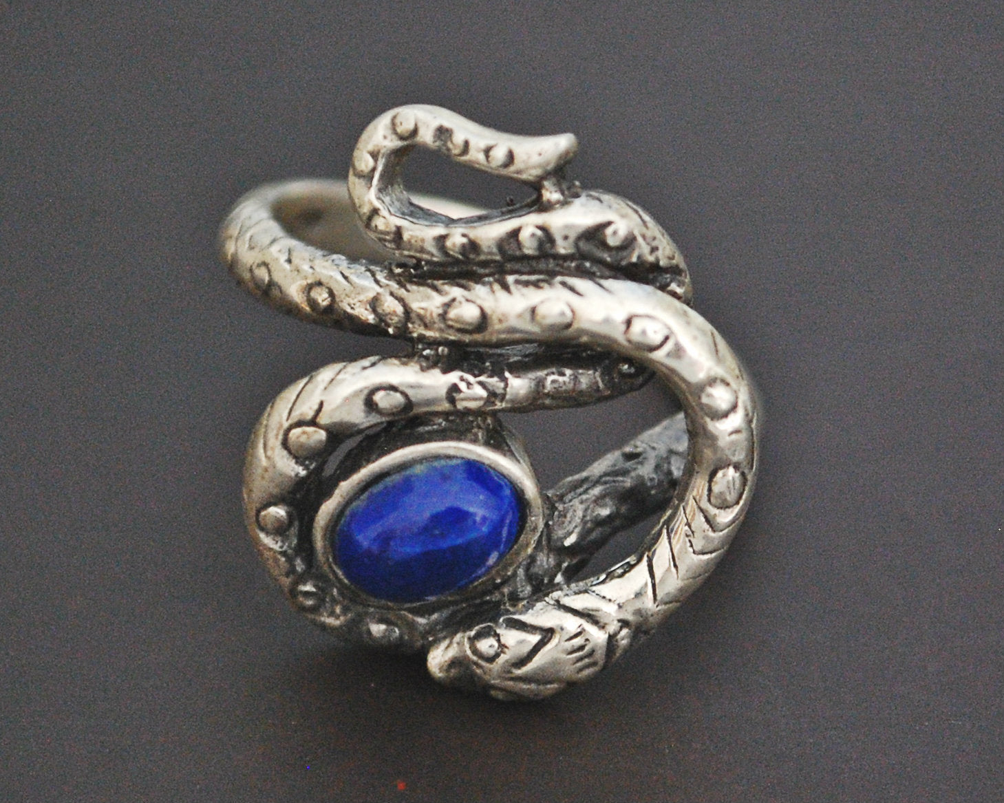 Snake Ring with Lapis Lazuli - Size 8