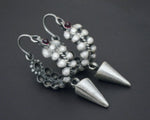 Ethnic Spike Hoop Earrings with Garnet