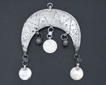 Egyptian Crescent Pendant with Coins and Bells
