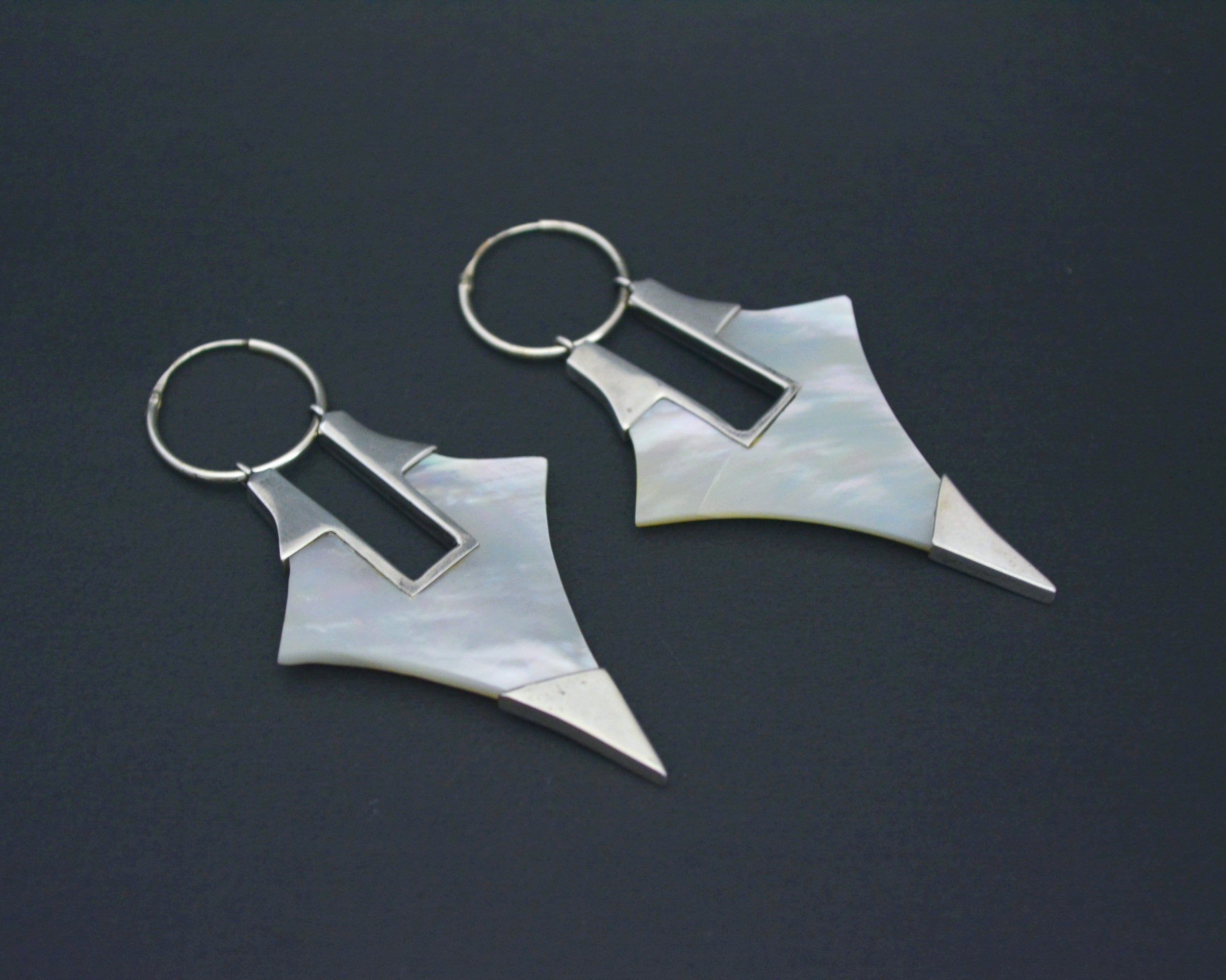 Ethnic Mother of Pearl Earrings on Hoops