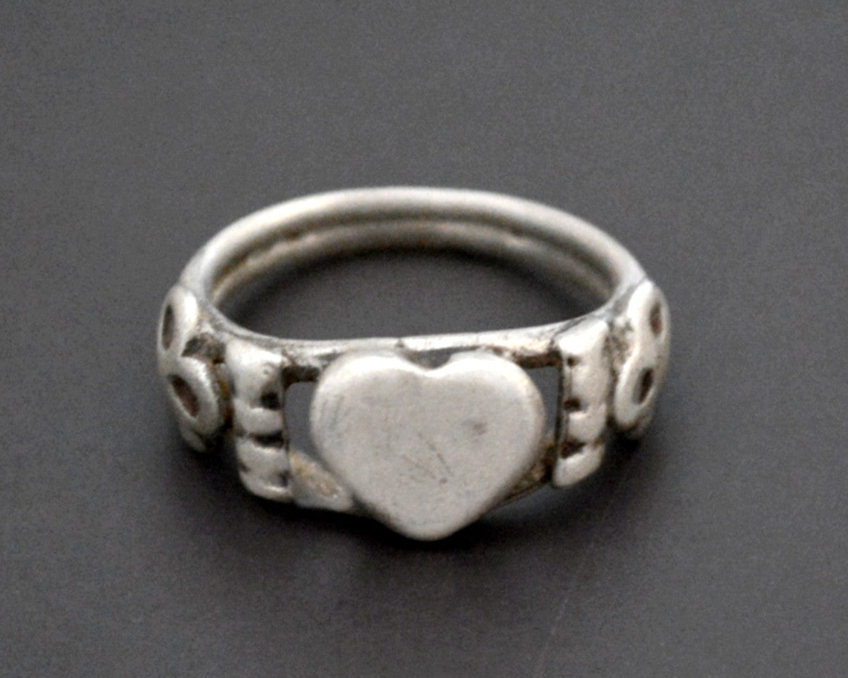 Old Rajasthani Heart Ring - Size 7.5