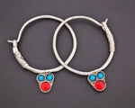 Antique Afghani Hoop Earrings with Glass