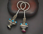 Antique Afghani Earrings with Pink Glass