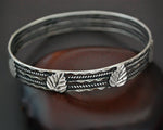 Rajasthani Silver Bangle Bracelet with Leaves - SMALL