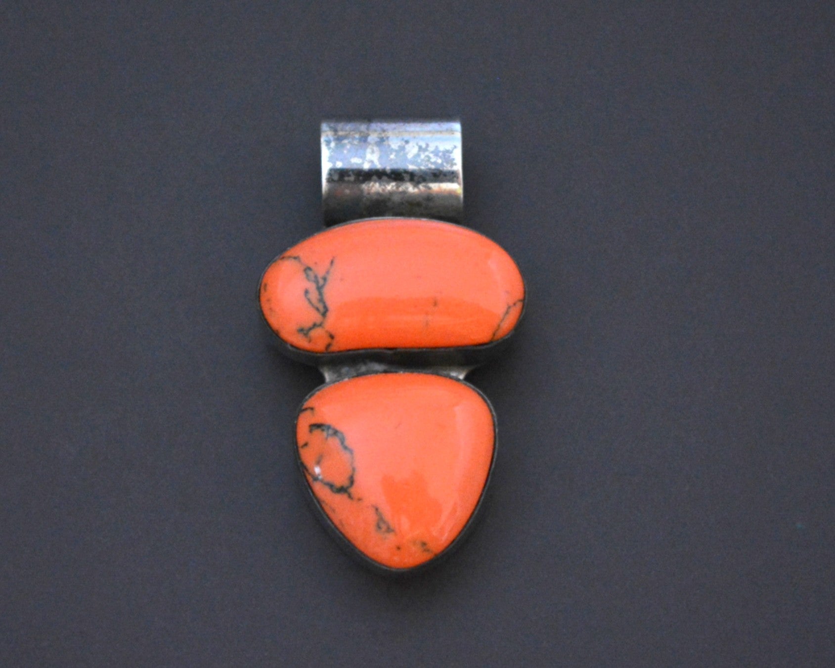 Mexican Coral Sterling Silver Pendant