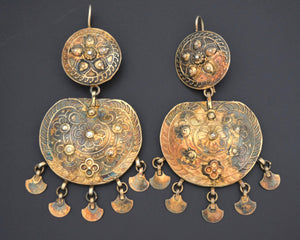 Huge Rajasthani Silver Gilded Dangle Earrings