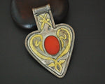 Turkmen Gilded Asyk Pendant with Carnelian