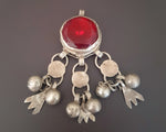 Yemeni Red Glass Pendant with Bells