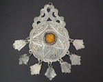 Berber Head Ornament with Glass and Dangles - Pendant