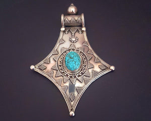 Indian Sterling Silver Turquoise Pendant