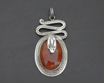 Carnelian and Sterling Silver Snake Pendant