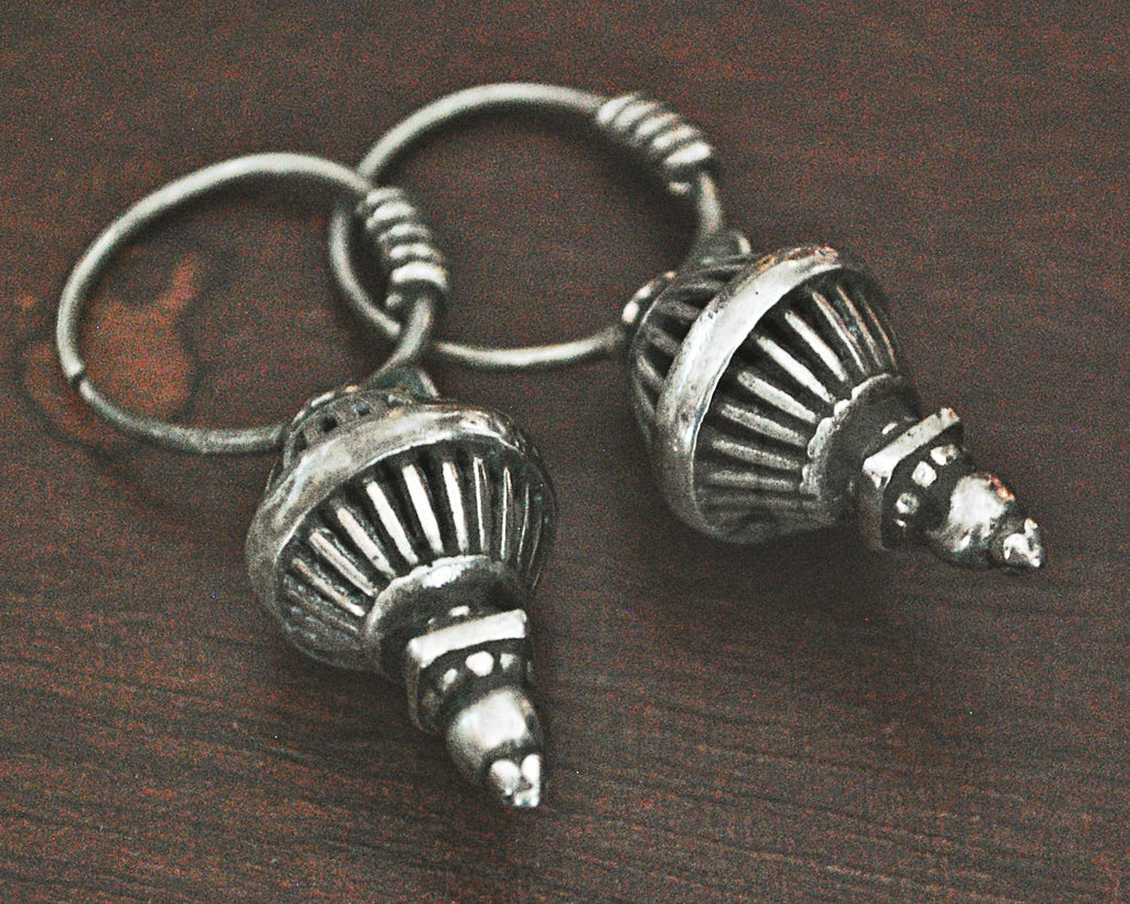 Old Original Tribal Silver Earrings from Gujarat
