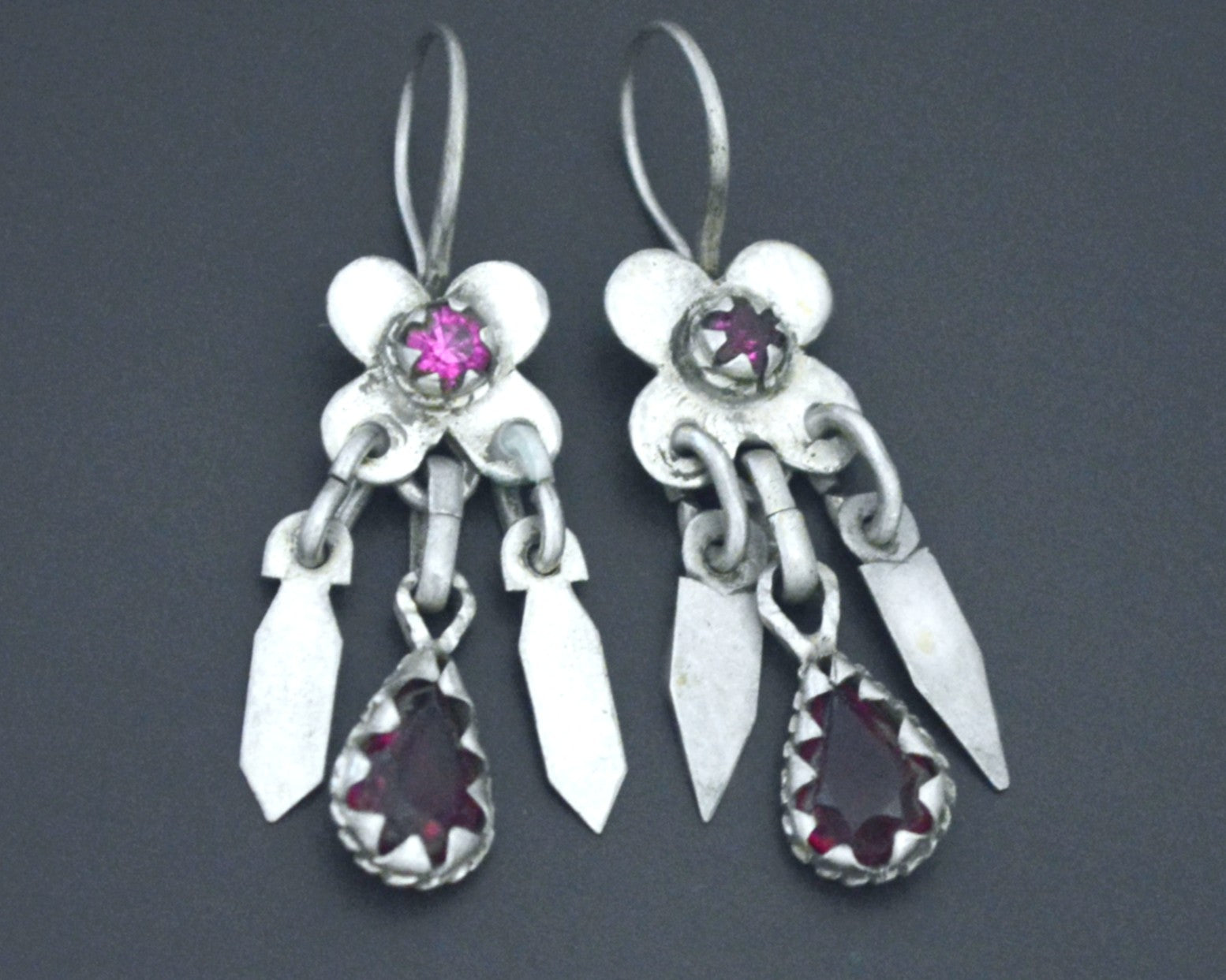 Afghani Earrings with Pink Glass Stones
