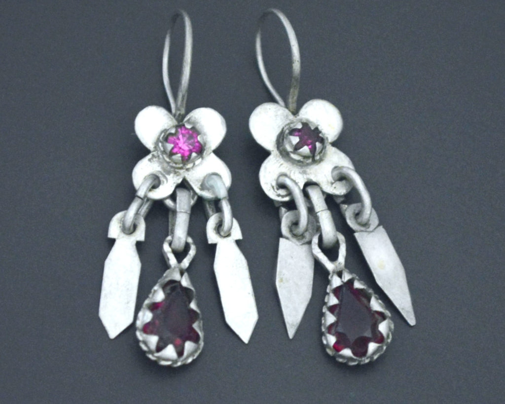 Afghani Earrings with Pink Glass Stones