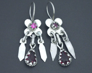 Afghani Earrings with Pink Glass Stones