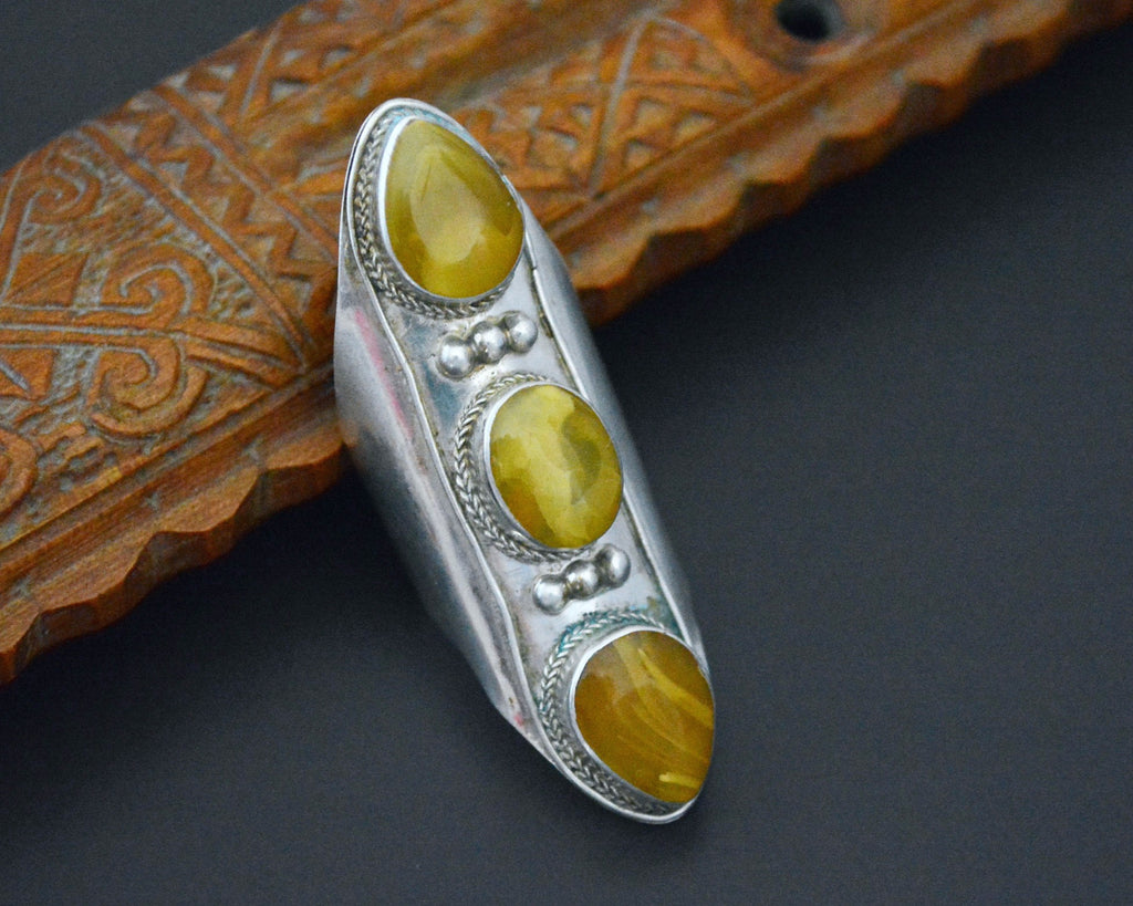 Vintage Nepali Amber Ring - Size 10.5