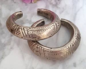 Pair Gujarati Silver Cuff Bracelets - SMALL/MEDIUM