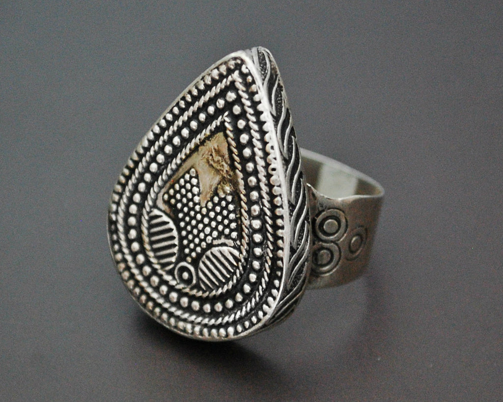 Kazakh Silver Gilded Ring - Size 7.75 / 8