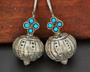 Antique Afghani Earrings with Turquoise