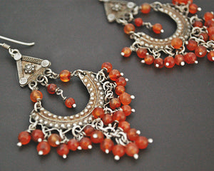 Ethnic Carnelian Chandelier Dangle Earrings from India