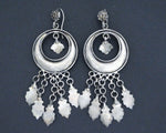 Long Indian Silver Earrings with Dangles