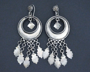 Long Indian Silver Earrings with Dangles