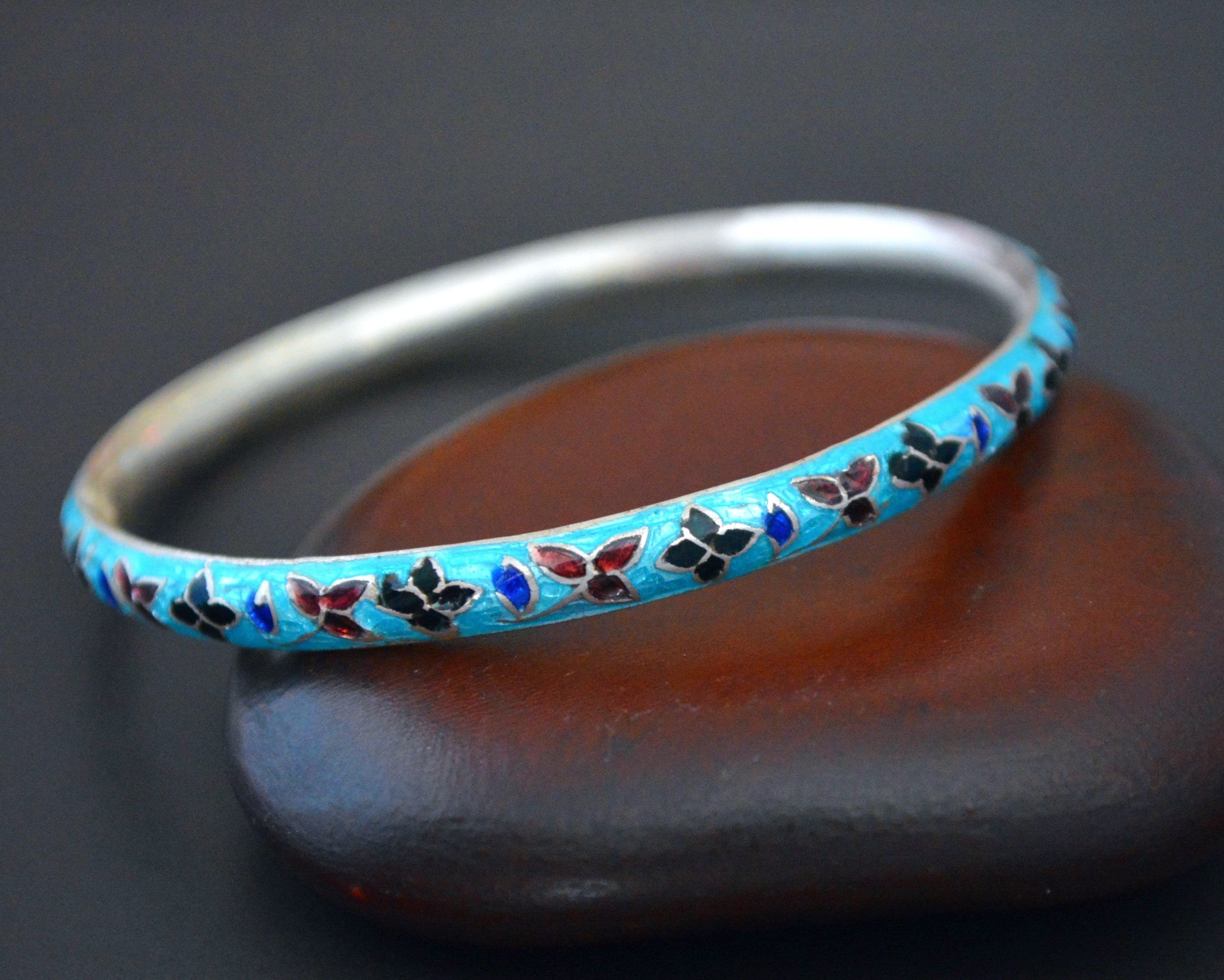 Cloisonne Floral Enamel Bangle Bracelet - Etsy