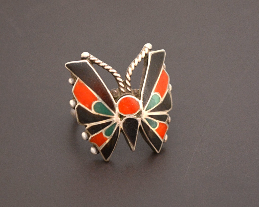 Zuni Butterfly Multistone Inlay Ring - Size 7