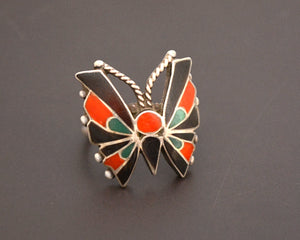 Zuni Butterfly Multistone Inlay Ring - Size 7