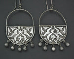 Large Egyptian Silver Earrings with Bells