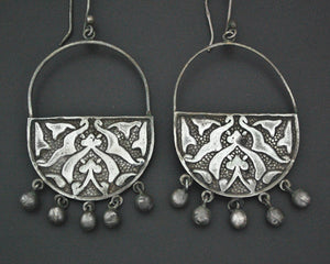 Large Egyptian Silver Earrings with Bells